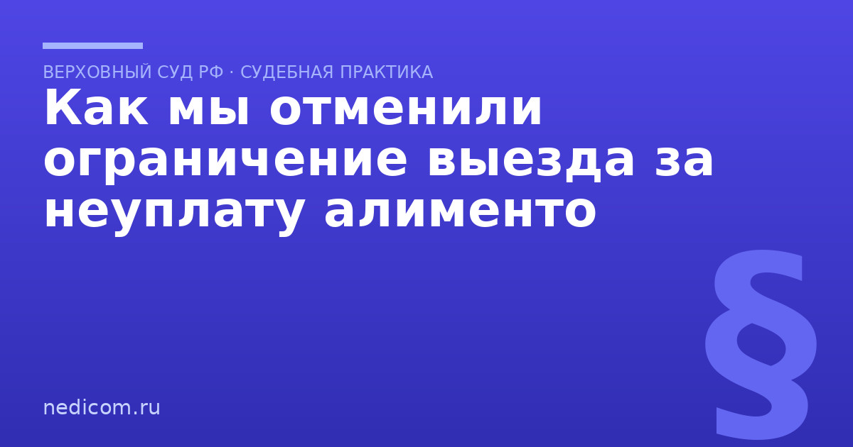 Как мы отменили ограничение выезда за неуплату алименто